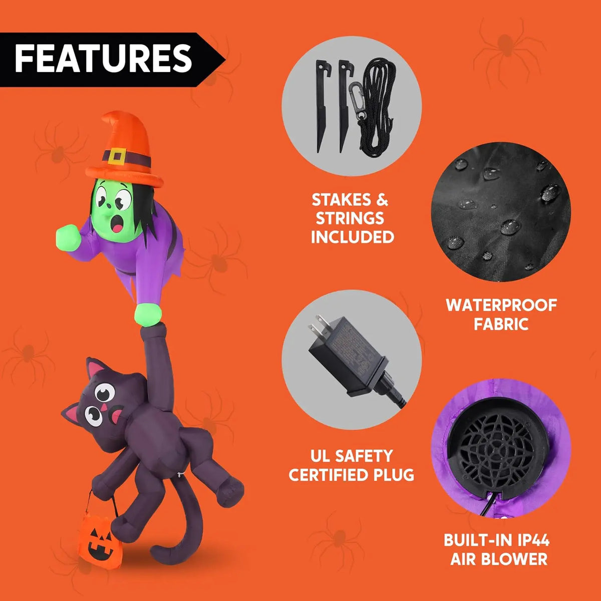8 ft Witch & Cat Halloween Inflatable — product view 5