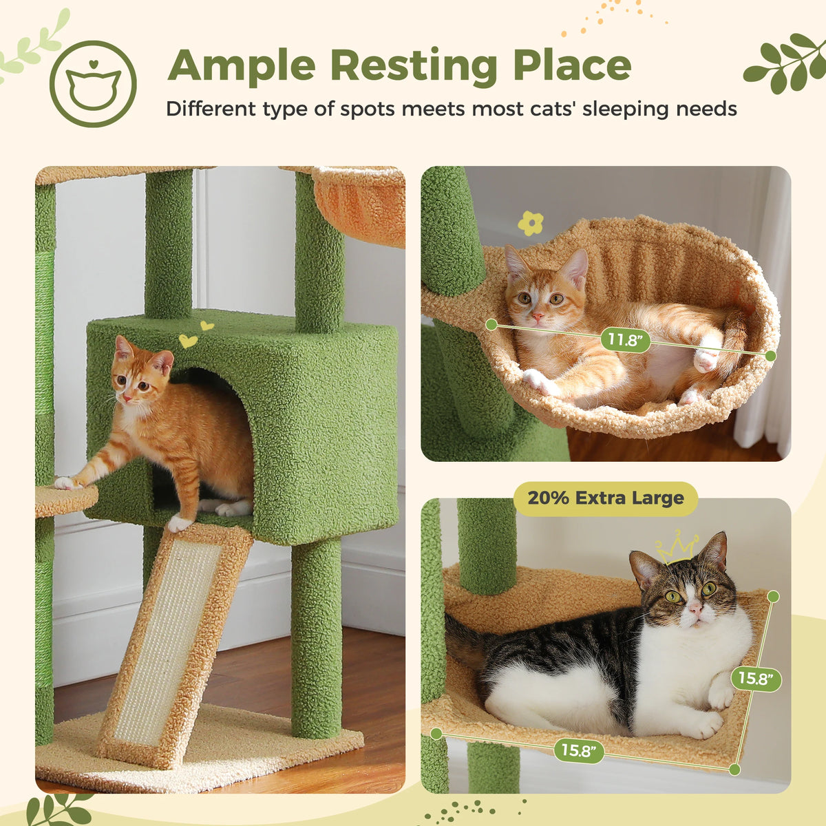 Cactus Floor-to-Ceiling Cat Tower — product view 3